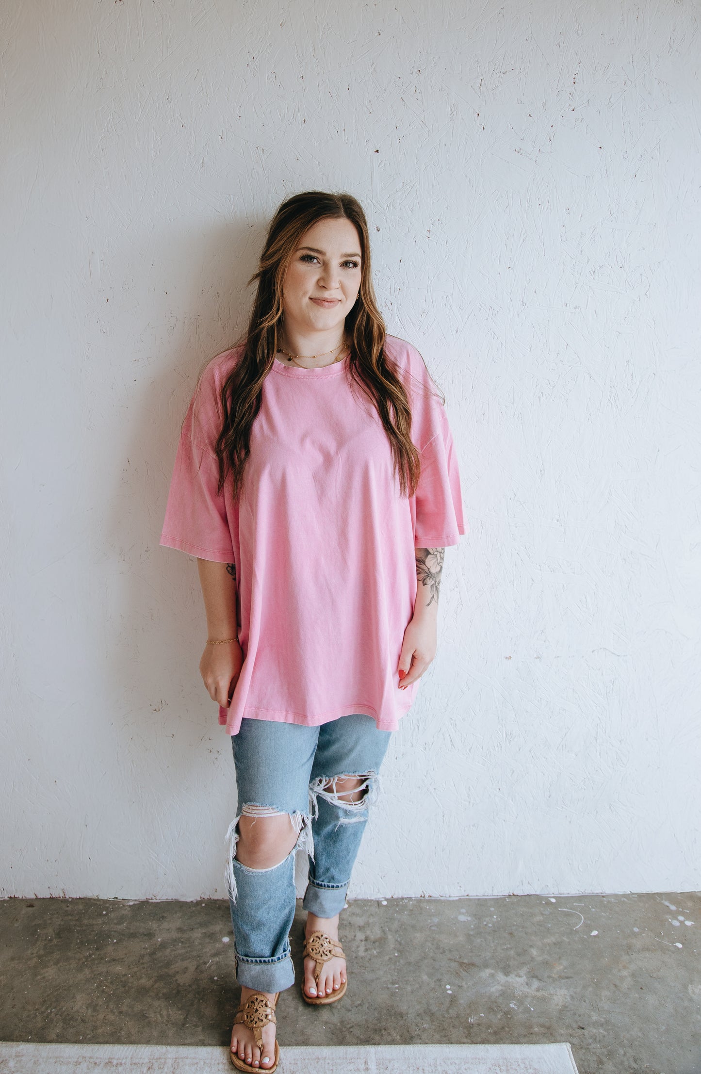 Vintage Acid Wash Tee - Candy Pink