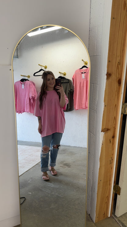 Vintage Acid Wash Tee - Candy Pink
