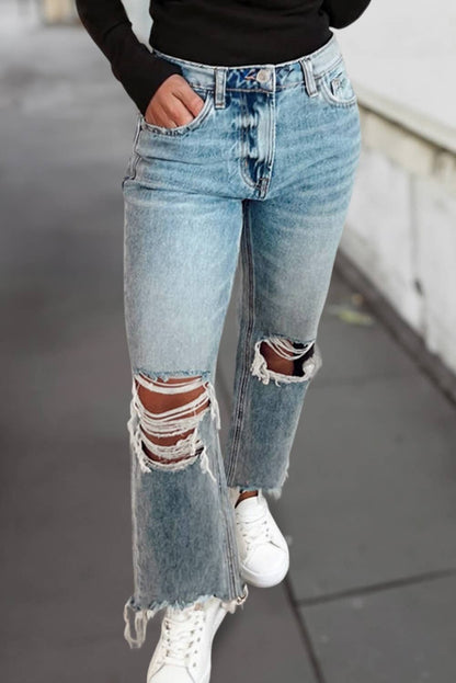 Everyday Distressed Flare Jeans