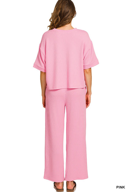 Everyday Ribbed Lounge Set - Pink