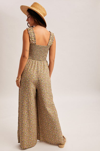Daisy Lane Smocked Jumpsuit - Sage