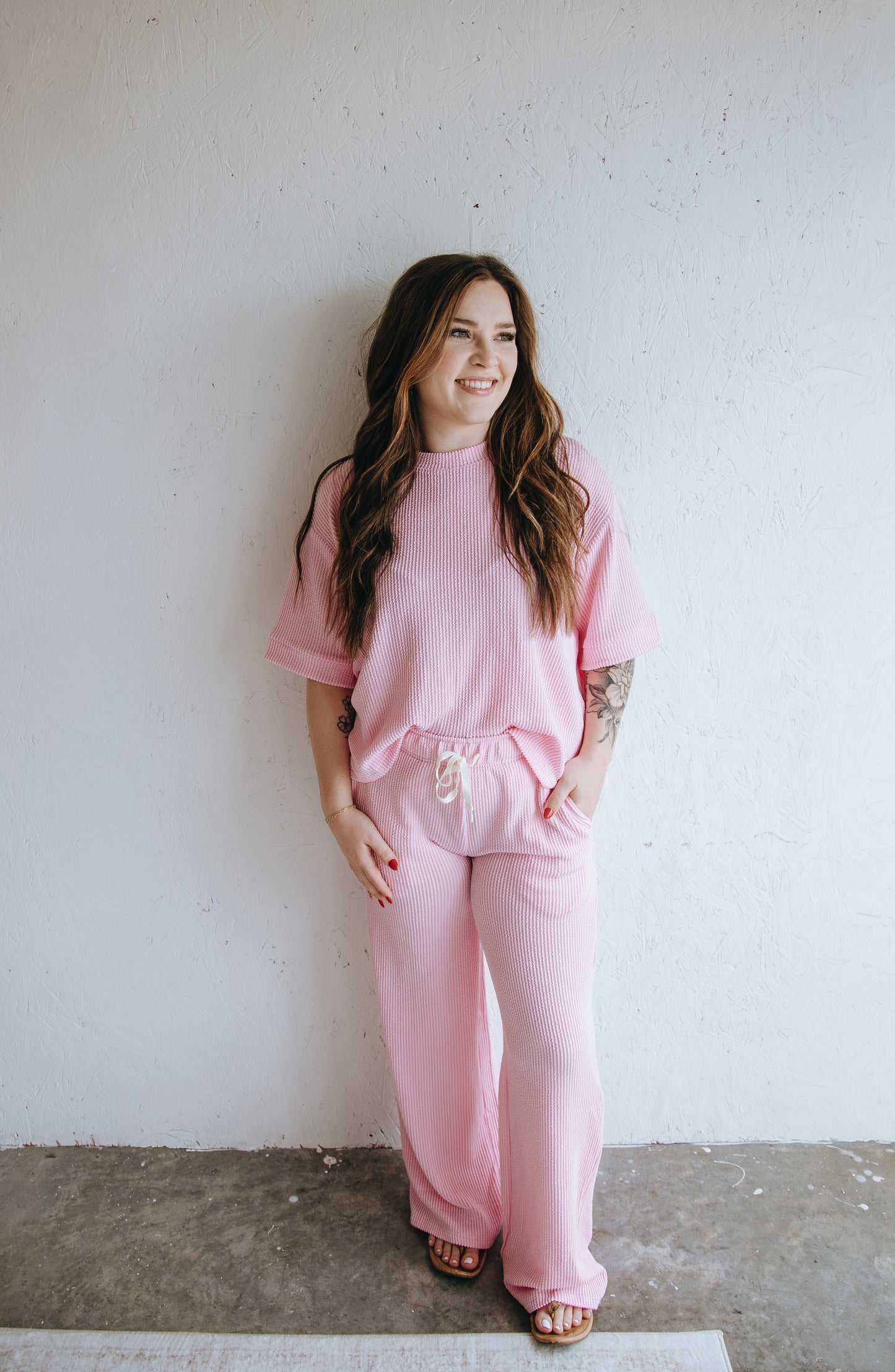 Everyday Ribbed Lounge Set - Pink
