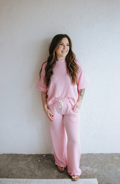 Everyday Ribbed Lounge Set - Pink