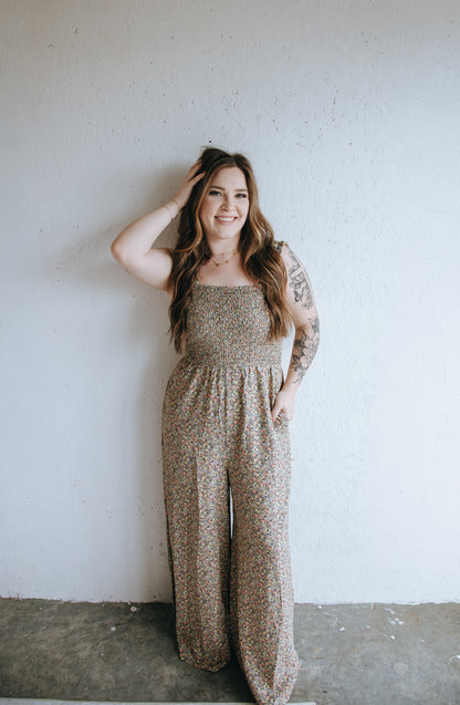 Daisy Lane Smocked Jumpsuit - Sage
