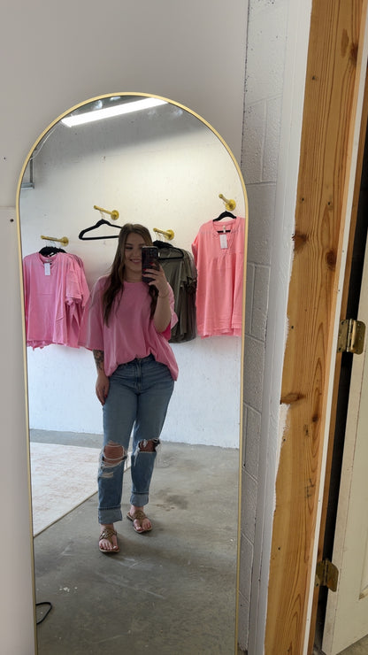 Vintage Acid Wash Tee - Candy Pink