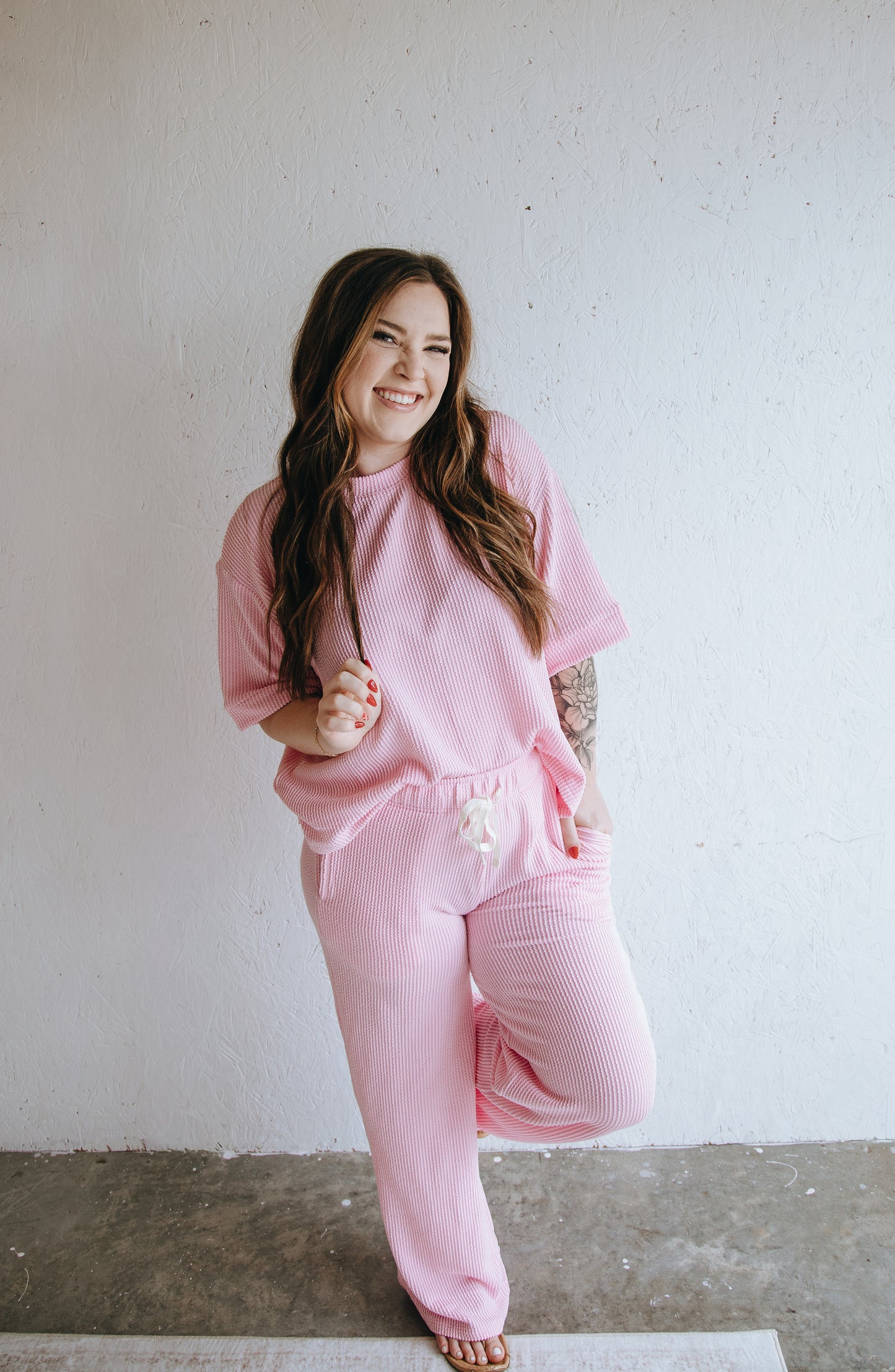 Everyday Ribbed Lounge Set - Pink
