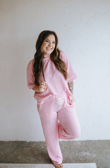 Everyday Ribbed Lounge Set - Pink