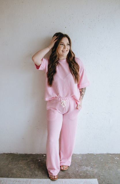 Everyday Ribbed Lounge Set - Pink