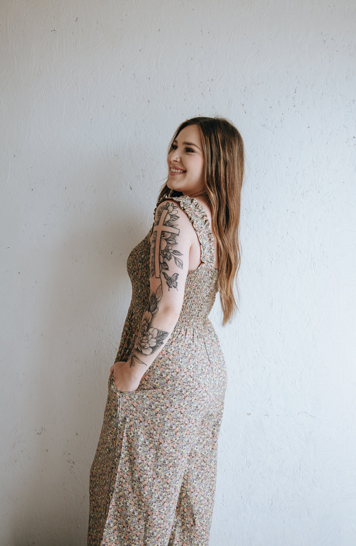 Daisy Lane Smocked Jumpsuit - Sage