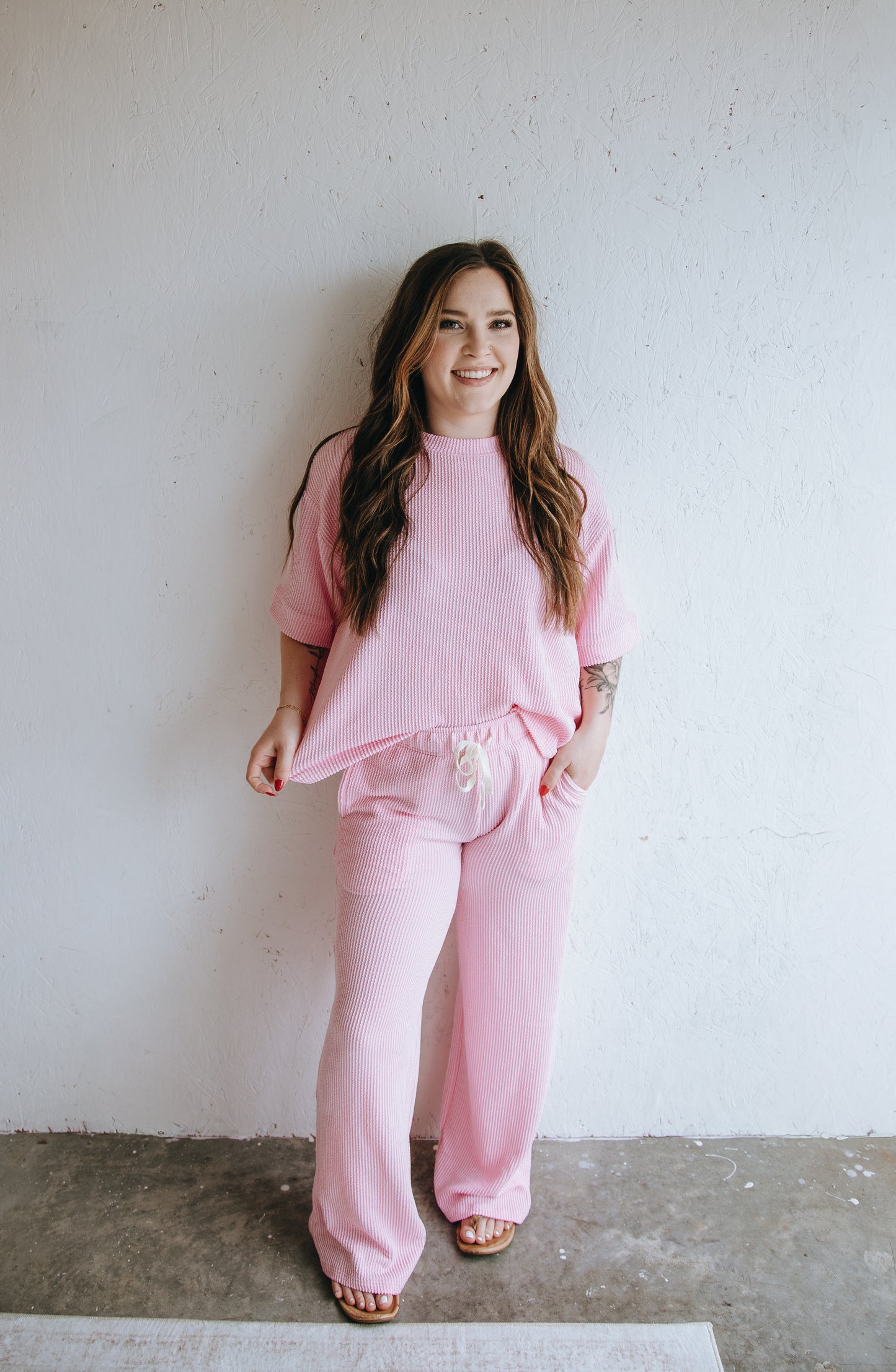 Everyday Ribbed Lounge Set - Pink