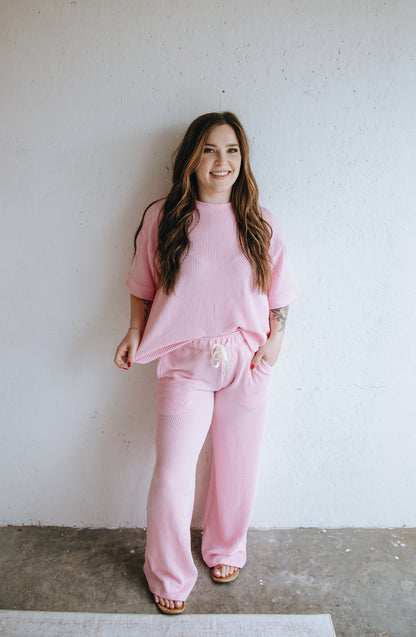 Everyday Ribbed Lounge Set - Pink