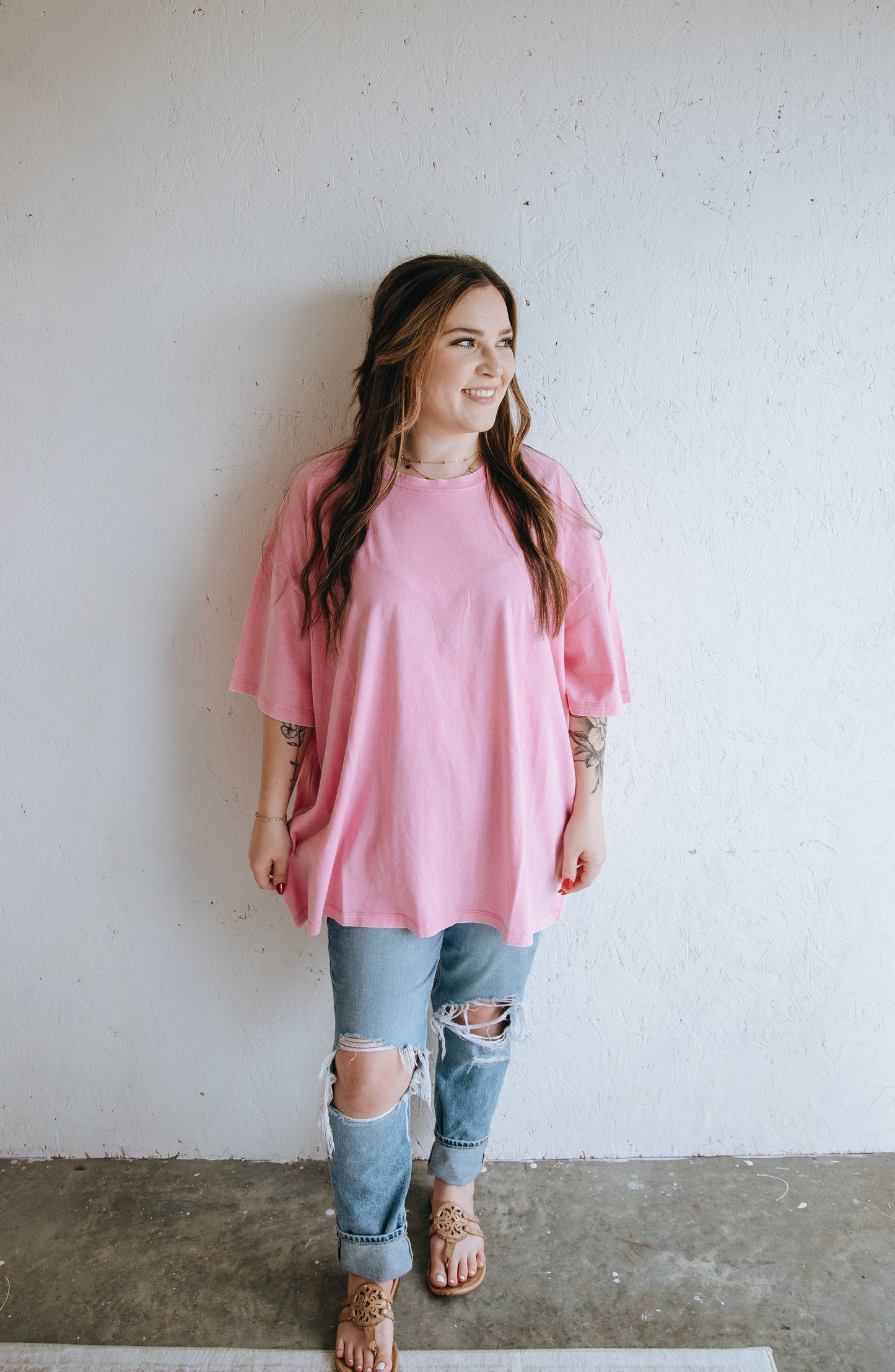 Vintage Acid Wash Tee - Candy Pink
