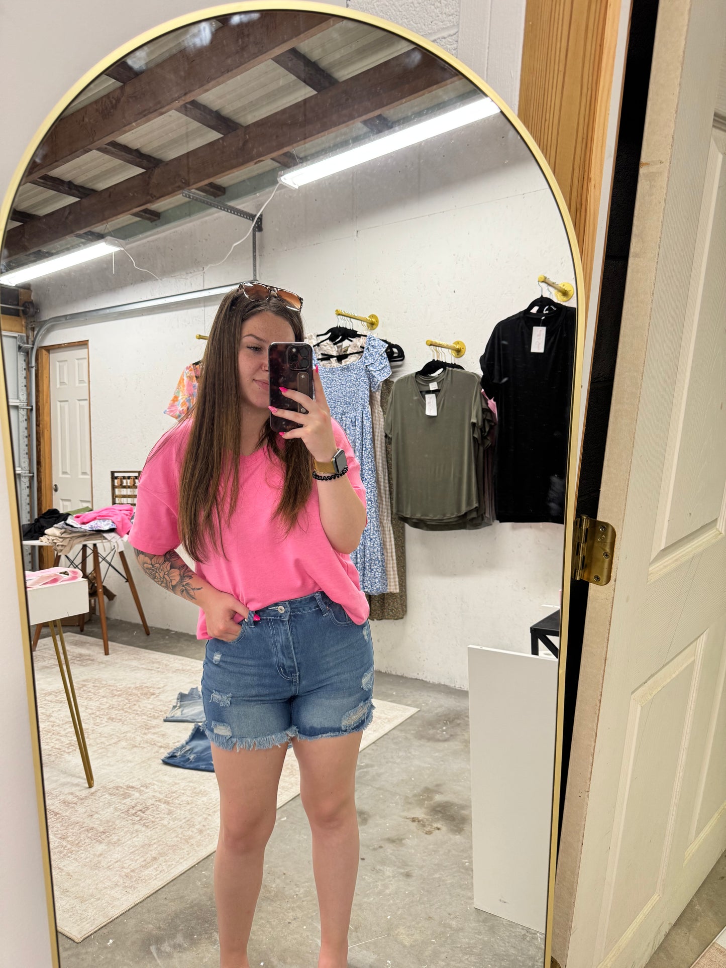 Frayed Edge Denim Shorts