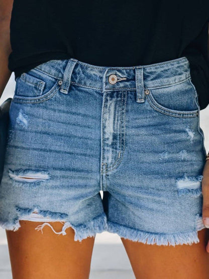 Frayed Edge Denim Shorts